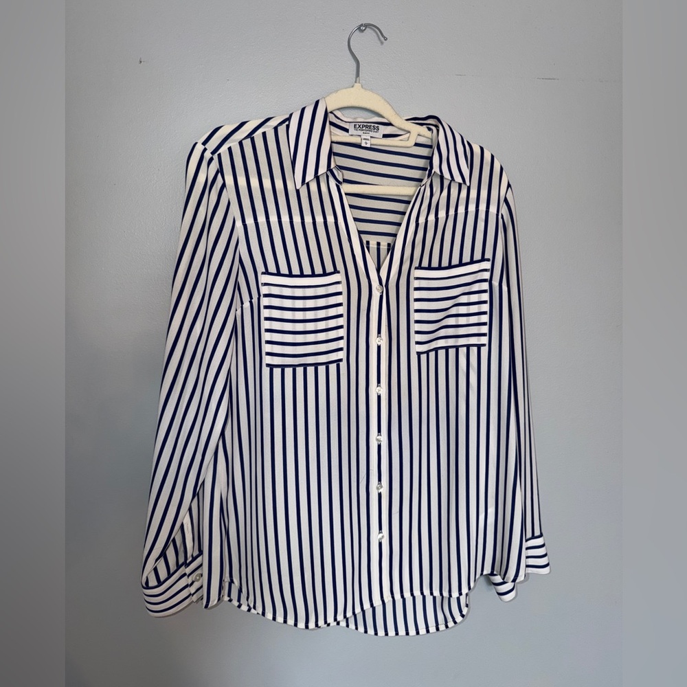 Express Navy and White Portofino Shirt